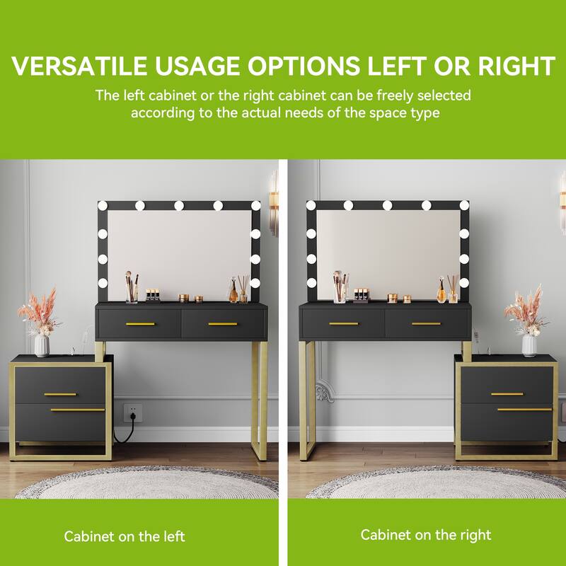Makeup Vanity With Usb Power Outlet And Adjustable Brightness Light - 57.3'' H X 31.5'' W X 15.7'' D
