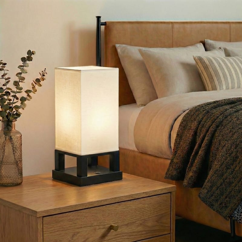 Brightech Maxwell 14 in. Black Indoor Table Lamp with USB Port