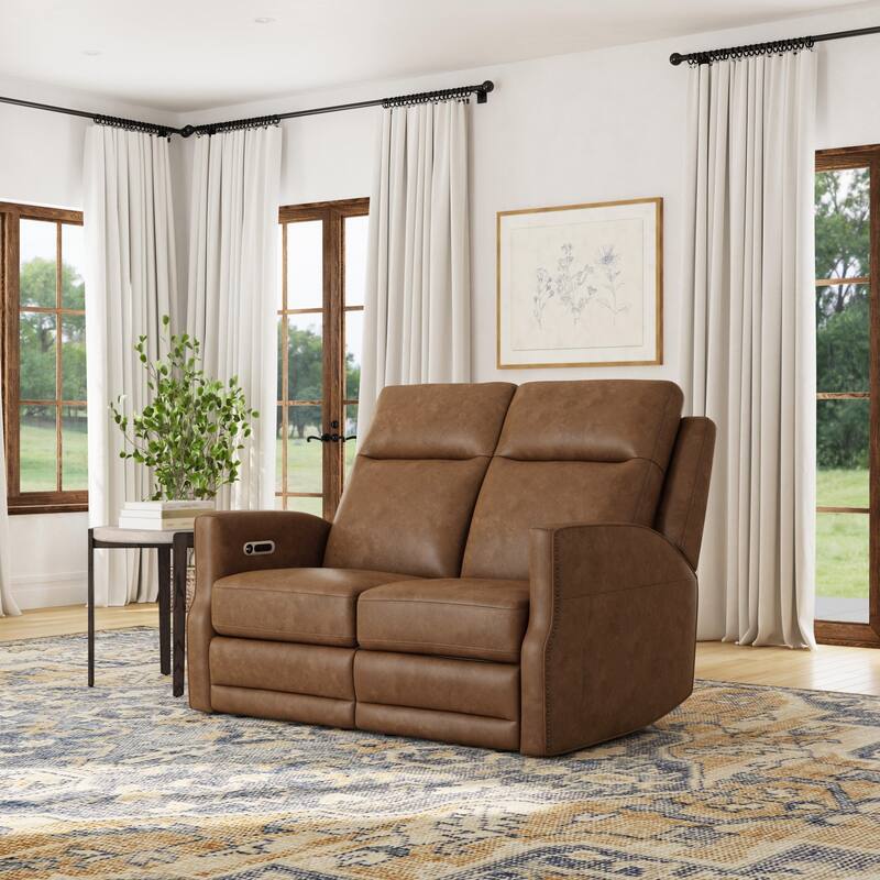 Maxwellton Cedar Power Reclining Loveseat with Power Headrests and Lumbar by Flexsteel - 56" x 42" x 39"