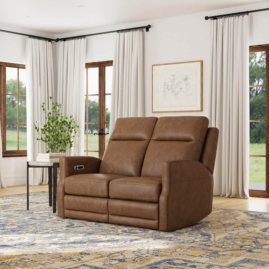 Maxwellton Cedar Power Reclining Loveseat with Power Headrests and Lumbar by Flexsteel - 56" x 42" x 39"