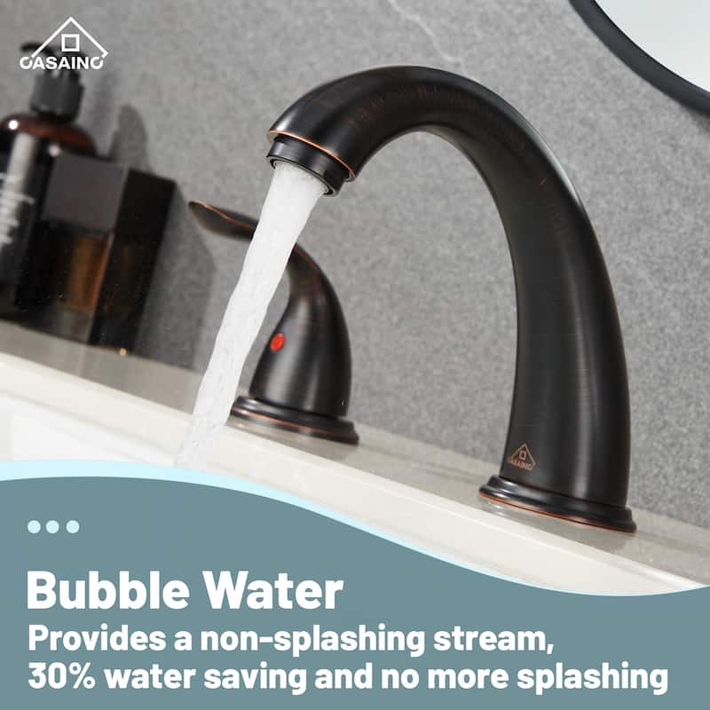 8 in. Widespread Double Handle Bathroom Faucet with Drain Kit Included