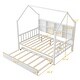 preview thumbnail 6 of 26, Wooden House Bed with Trundle and Shelf