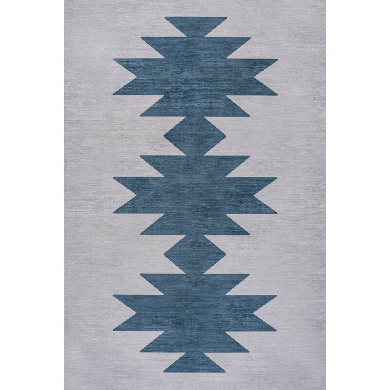 JONATHAN Y Adriel Solid Low-Pile Machine Washable Area Rug - 3 X 5 - Gray/Blue