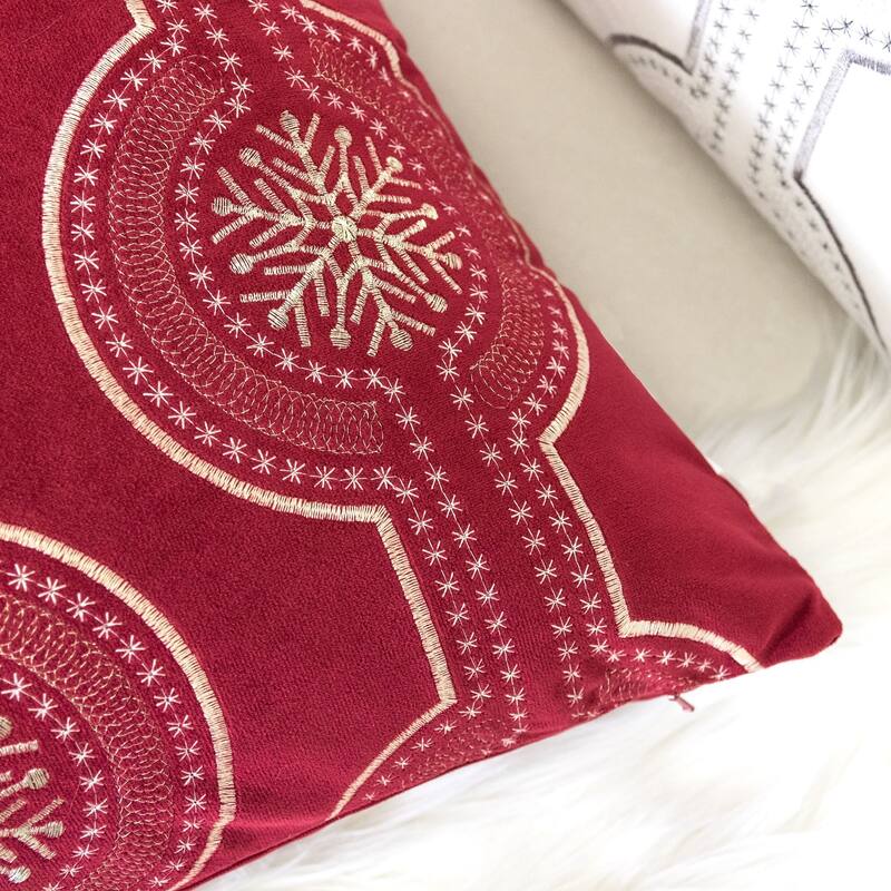 Holiday Embroidered Velvet Throw Pillow with Insert 20x20