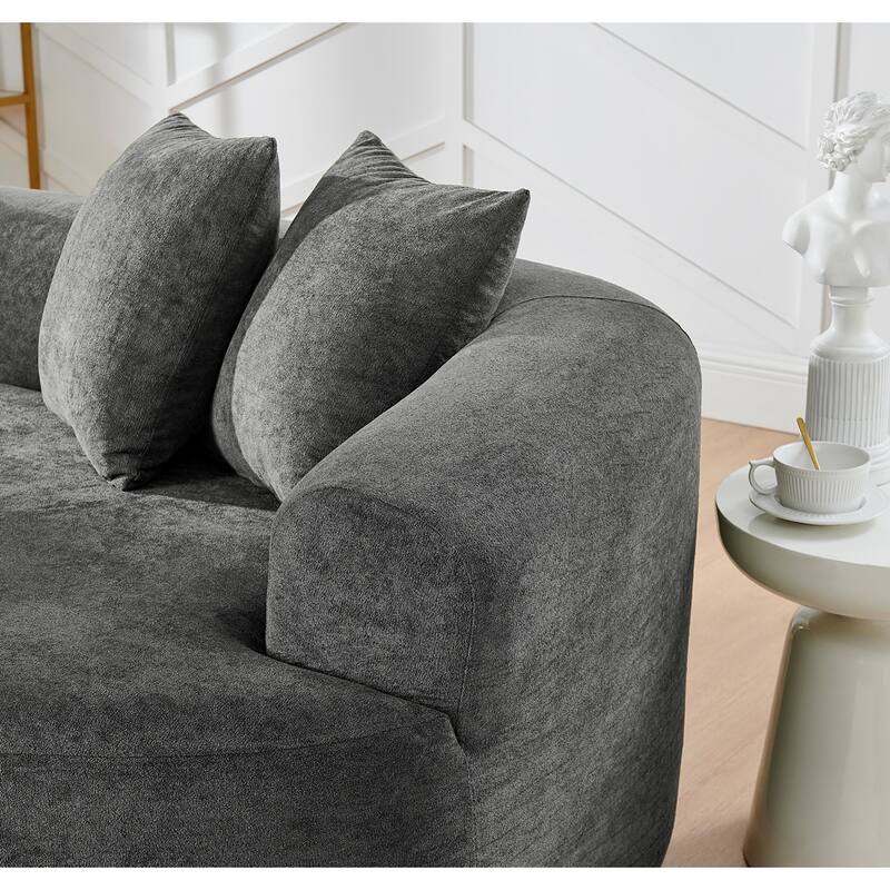 Modern Cloud 4 Seater Sectional Curved Sofa, Minimalist Compression Living Room Couch, No Assembly Needed, Chenille