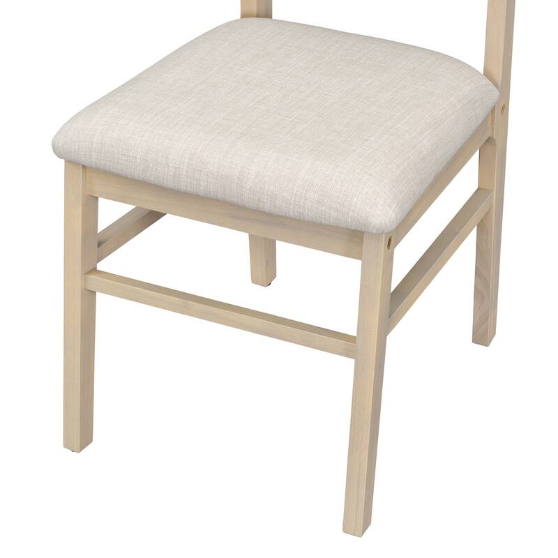 6-Piece Upholstered Rectangular Dining Room Table Set with Bench, 2-Color Modern Farmhouse Kitchen Furniture for Family