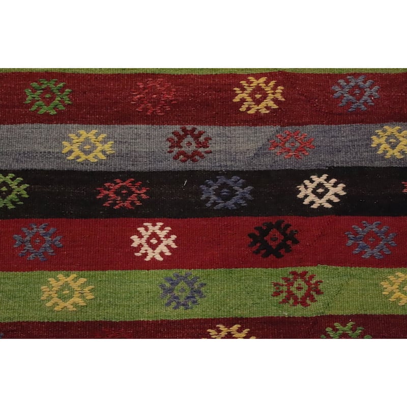 Hand Woven Oriental 100% Wool Carpet Southwestern Tribal Multi-Colored Kilim Area Rug - 9' 8'' X 5' 5''