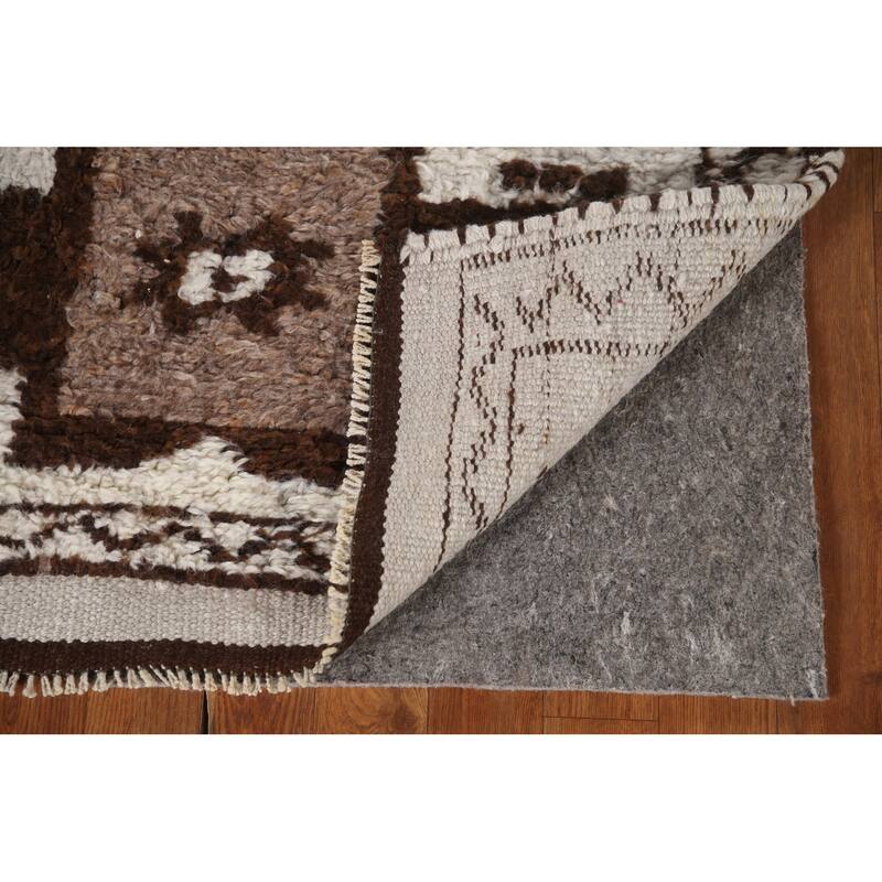 Natural Dye Beige Tribal Anatolian Runner Rug Hand-knotted Wool Carpet - 3'2"x 10'9"