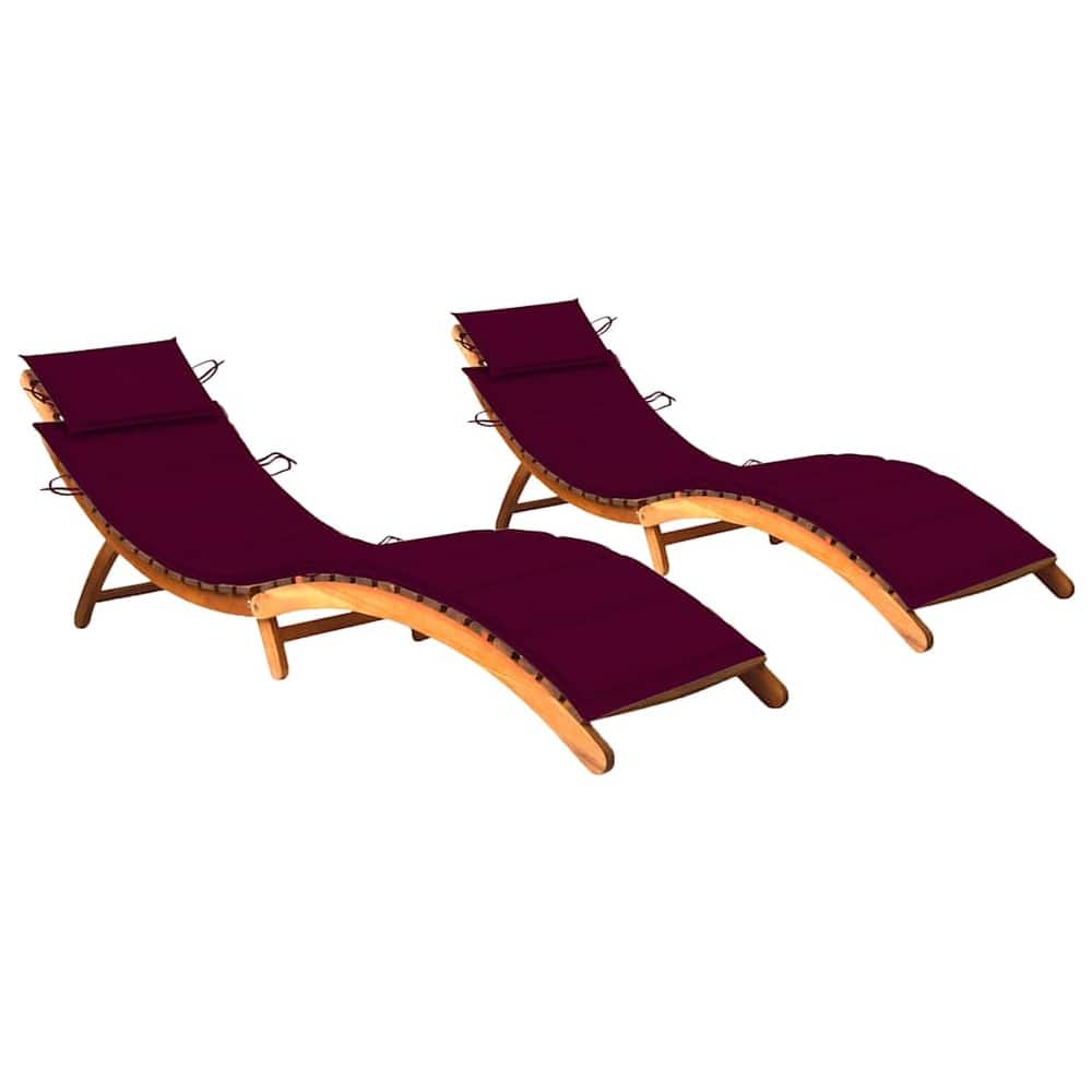 vidaXL Patio Sun Lounger with Cushion Solid Acacia Wood - 72.4" x 21.7" x 25.2"