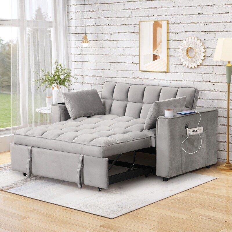 2 Seater Upholstered Loveseats Sofa Couch Modern Pull out Sleeper