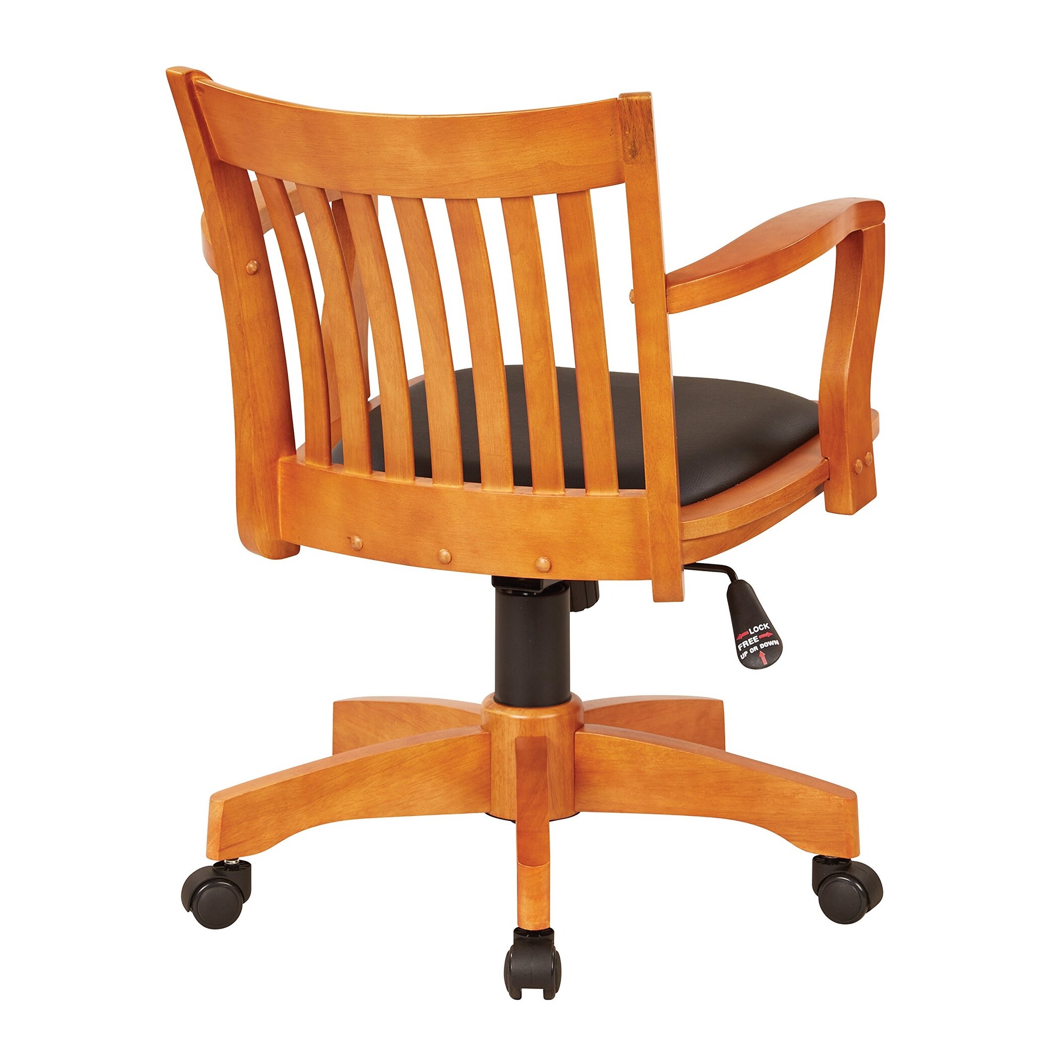 Home Furnishings Deluxe Wood Banker's Desk Chair with Padded Seat