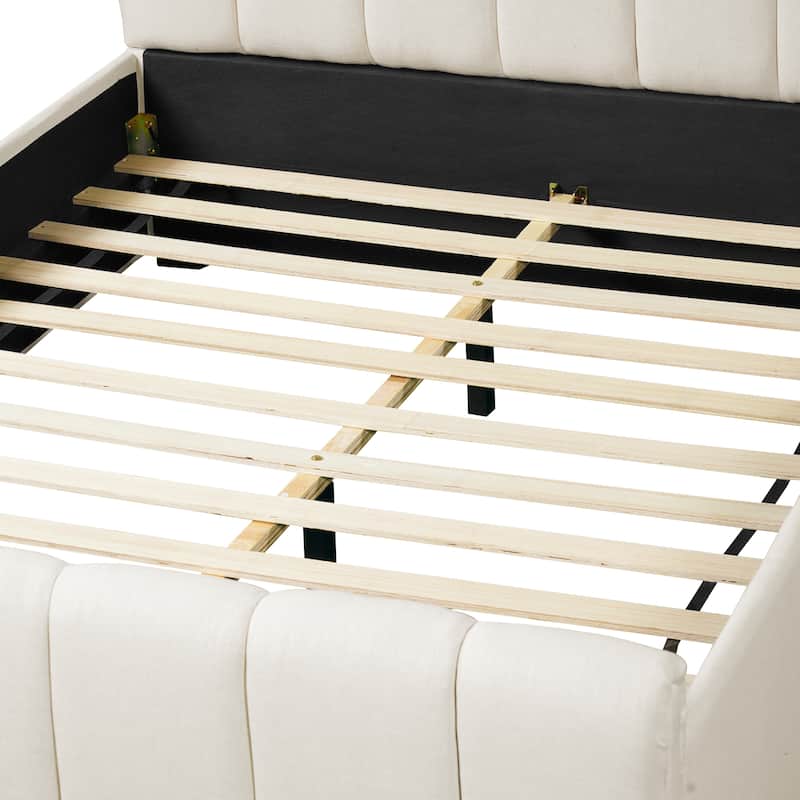 Christopher Knight Home - Elowen Modern Upholstered Bed Frame with Thick Padded Headboard