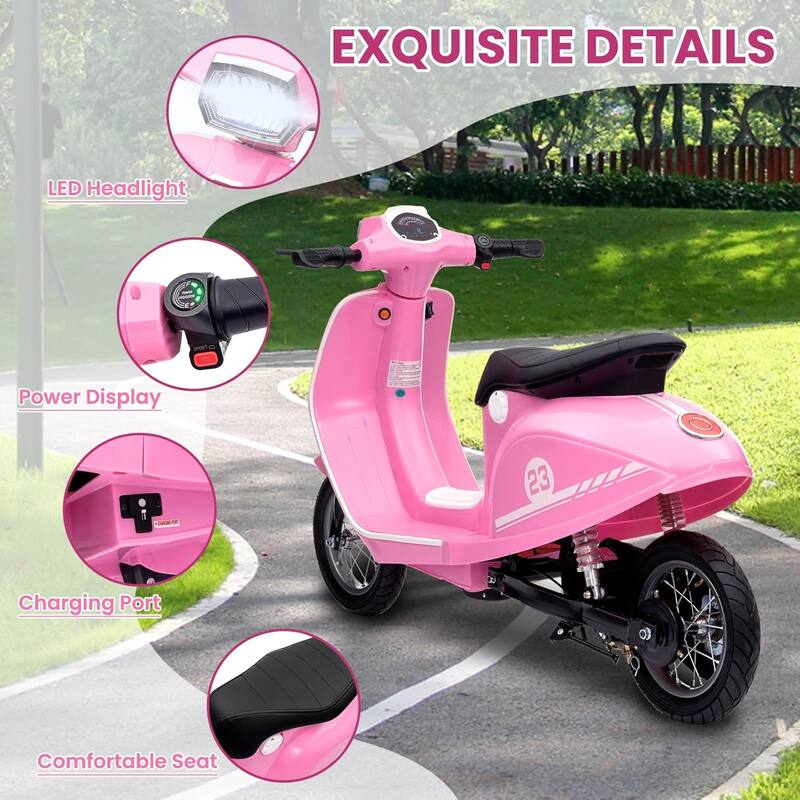 Electric Motorcycle for Big Kids, 24V 350W Kids Ride on Moped