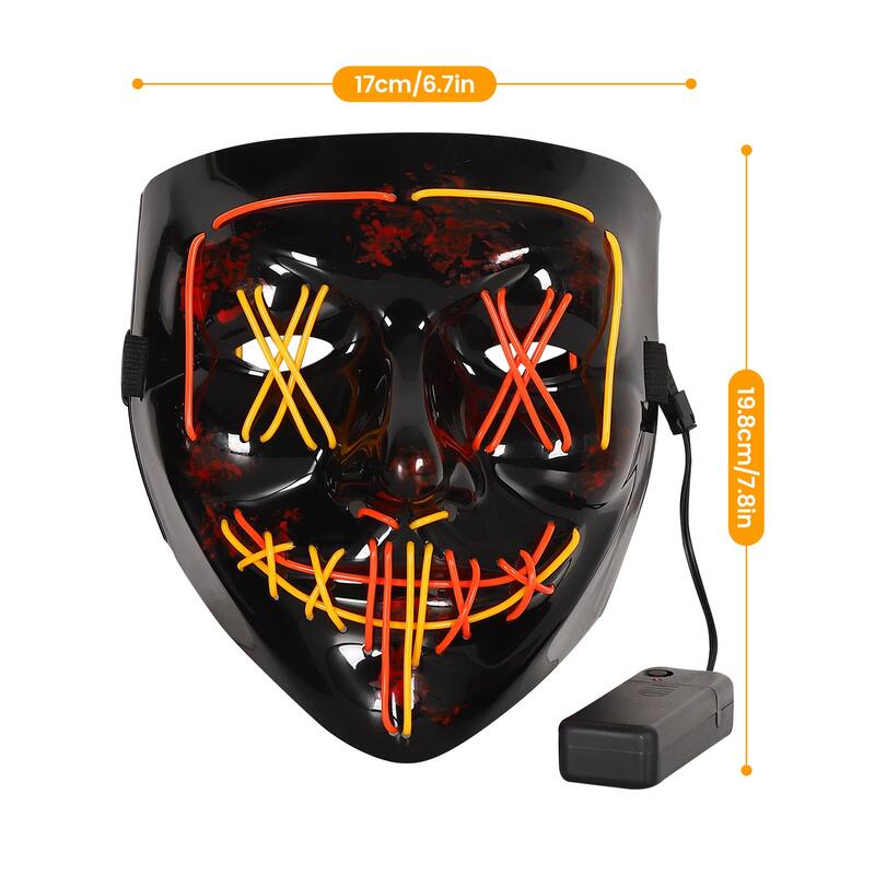 Purge Mask, 2 Pack Light up Mask LED Mask, Scary Masks with 3 Lighting Modes