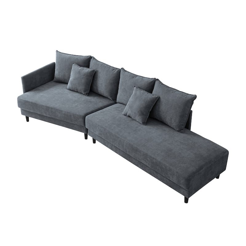 Polyester Upholstered Sleeper Sectional Sofa With Wood Legs