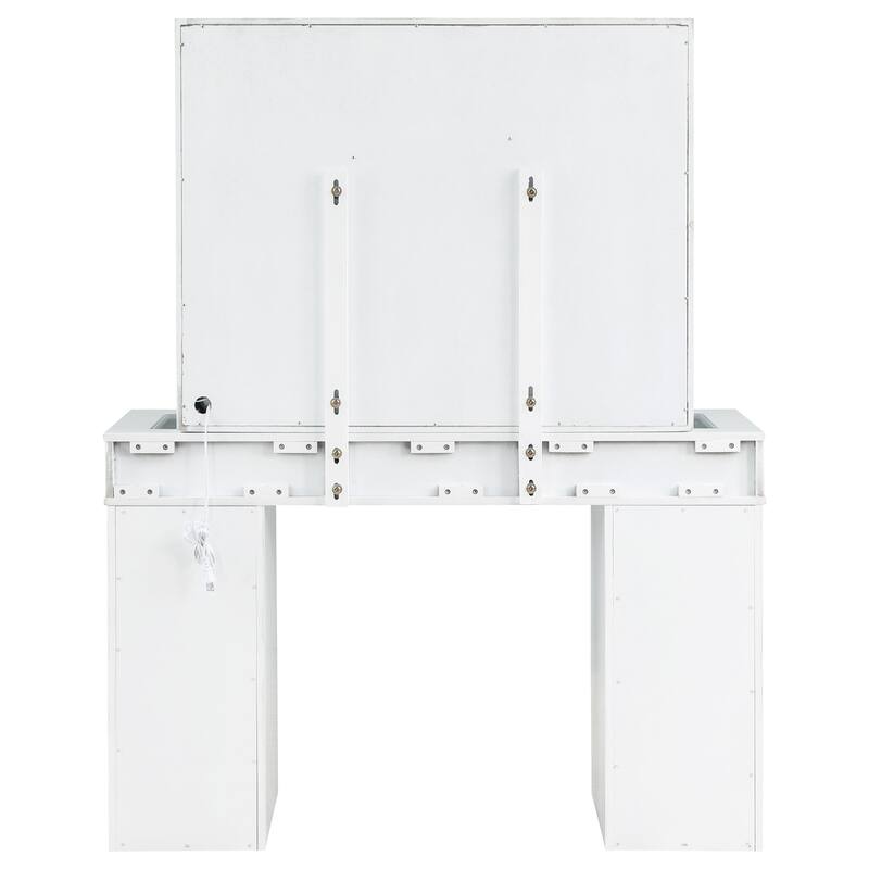 Regina Makeup Vanity Table Set with Stool and Lighting White