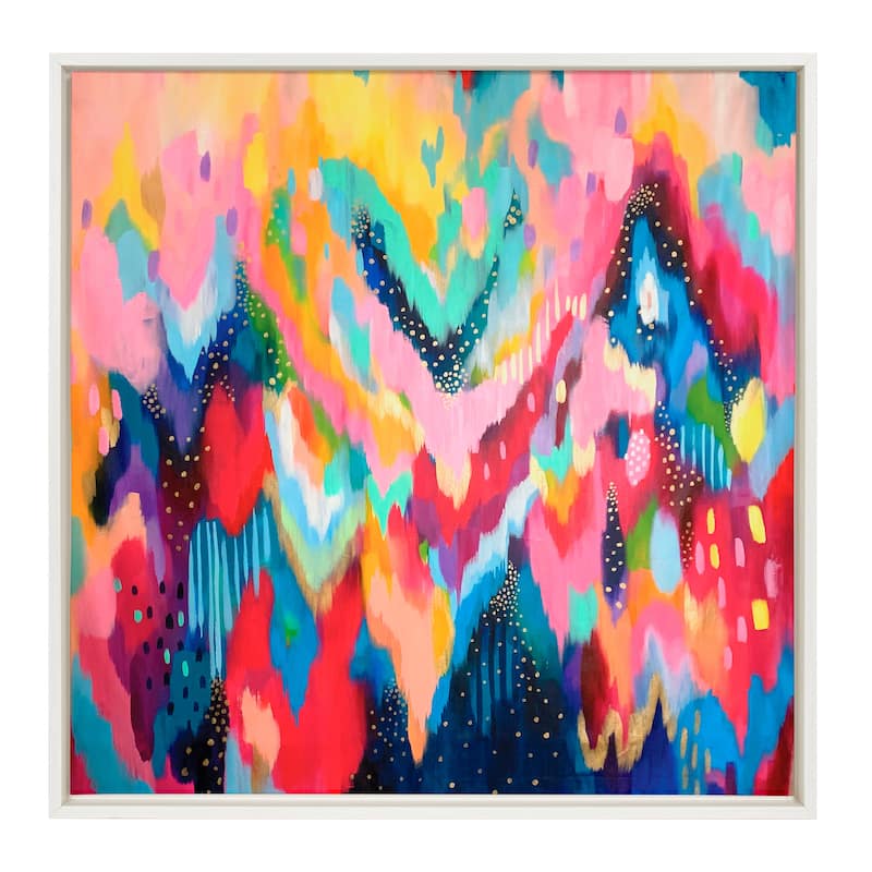 Kate and Laurel Sylvie EV Brushstroke 100 Frame Canvas by Jessi Raulet - 30x30 - Plastic - White