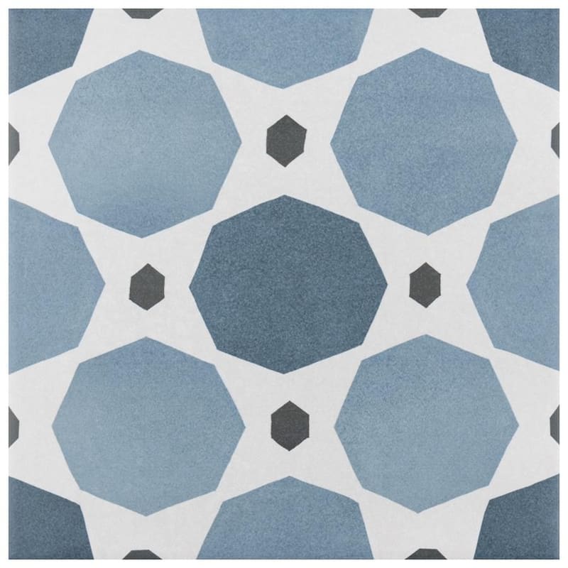 Merola Tile Caprice Colours Sapphire Encaustic 7.86" x 7.86" Porcelain Floor and Wall Tile
