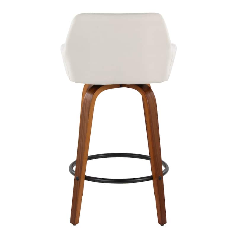 Porch & Den Galotti 26" Fixed-Height Counter Stool with Bent Wood Legs & Round Footrest (Set of 2)