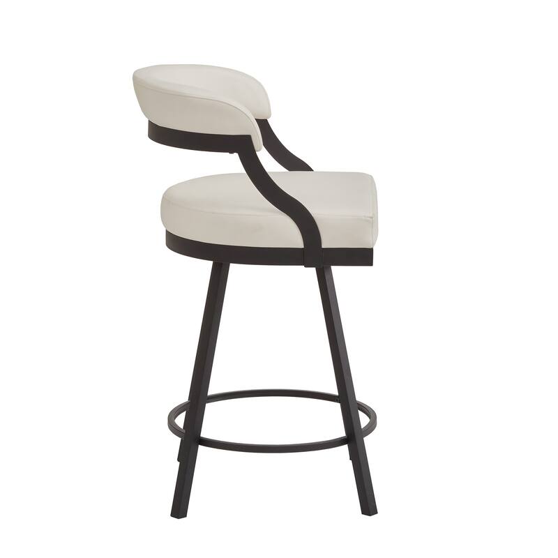 Bacalar Black Finish Metal Vegan Leather Swivel Chair (Set of 2) by iNSPIRE Q Modern