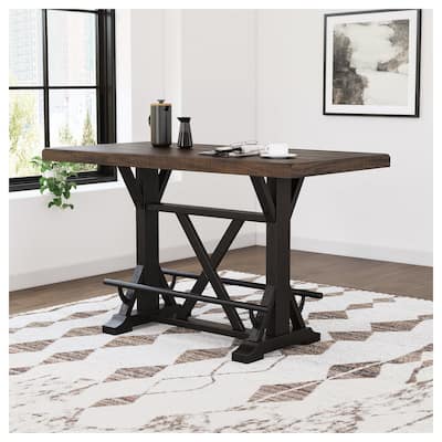 Signature Design by Ashley Valebeck Black/Brown Rectangular Dining Counter Table - 30"W x 60"D x 36"H