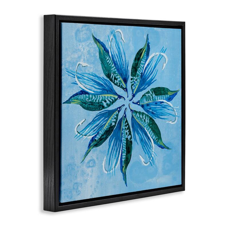Stupell Blue Flower Shape Design Framed Floater Canvas Wall Art Design By Liz Jardine