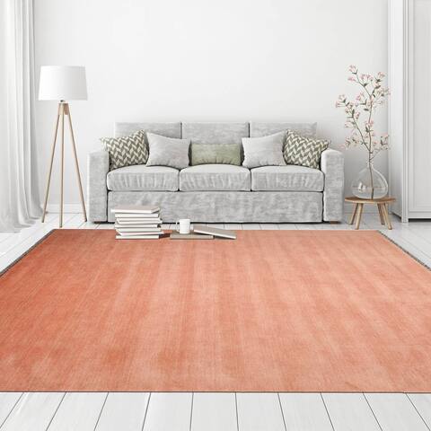 Hand Loomed Blush Hand Made 100% Wool Modern & Contemporary Area Rug