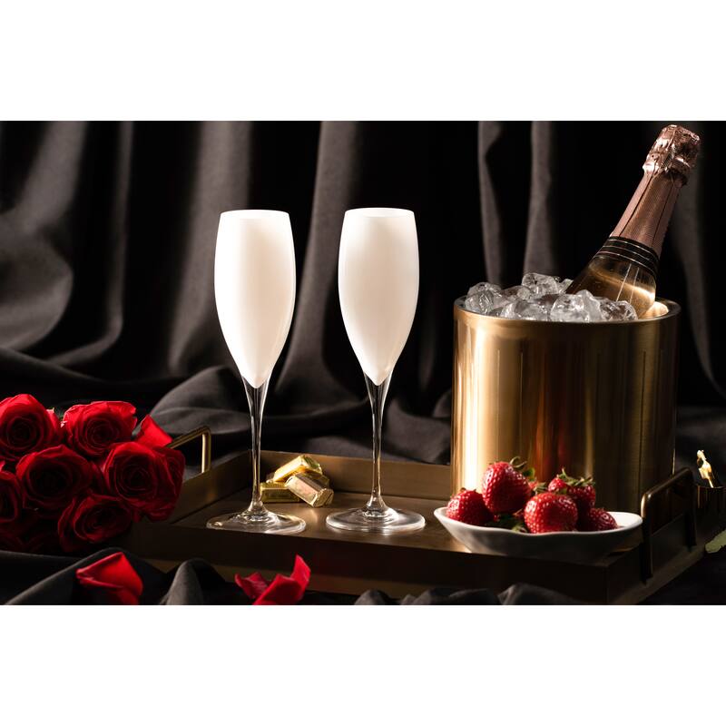 Majestic Gifts Inc. Glass Toasting Champagne Flutes-11 Oz.-Set/6-White