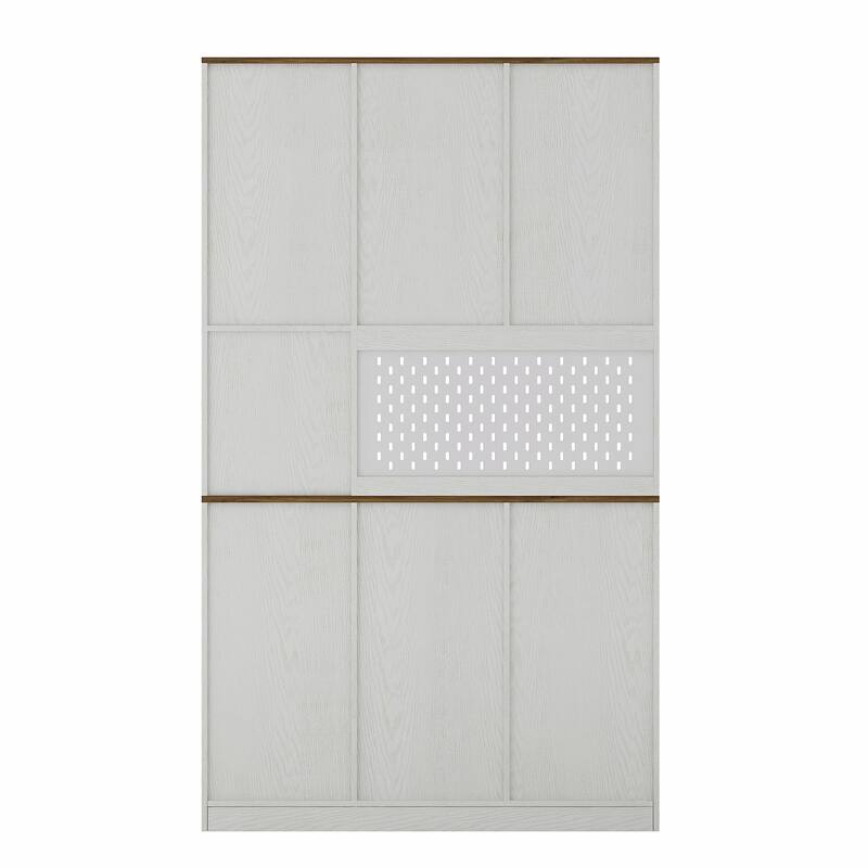 74" Kitchen Pantry Cabinet with Charging Station, Drawer and LED Lights