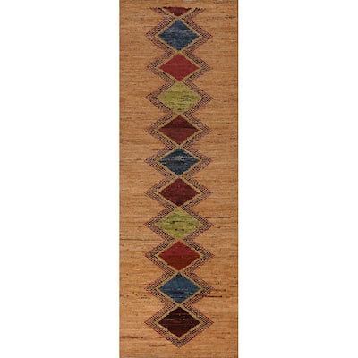 Moroccan Orange Tribal Oriental Runner Rug Handmade Wool Carpet - 3'3" x 12'6"
