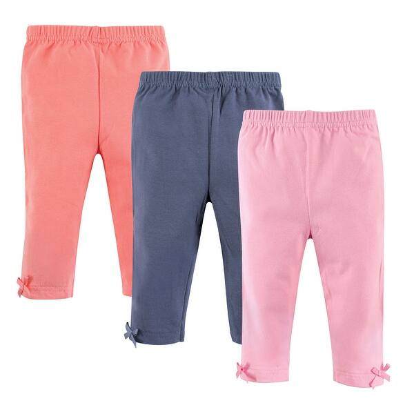 slide 1 of 1, Hudson Baby Infant Girl Cotton Leggings 3pk, Light Pink Blue 0-3 Months - Light Pink Blue