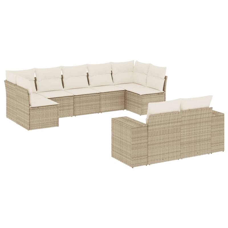 vidaXL Patio Sofa Set with Cushions Outdoor Conversation Furniture Poly Rattan