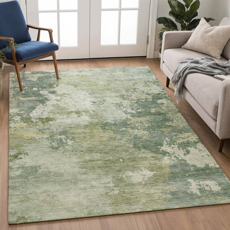 Machine Washable Indoor/ Outdoor Modern Contemporary Chantille Rug