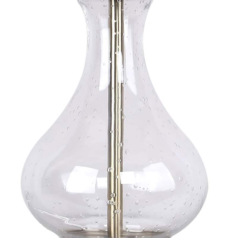 Porch & Den Kirsten Clear Seeded Glass 22-inch Accent Lamp with Off-White Linen Drum Shade