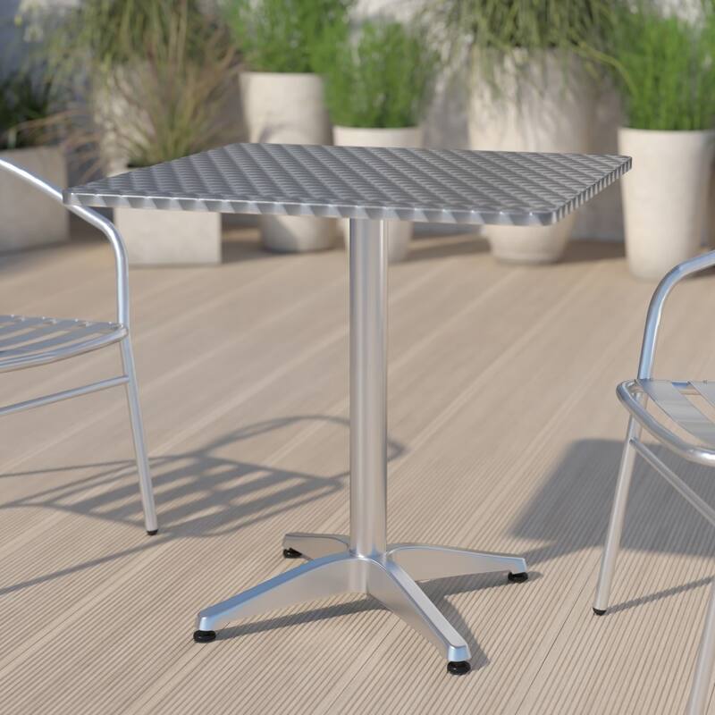 27.5" Square Aluminum Smooth Top Indoor-Outdoor Table with Base - Aluminum