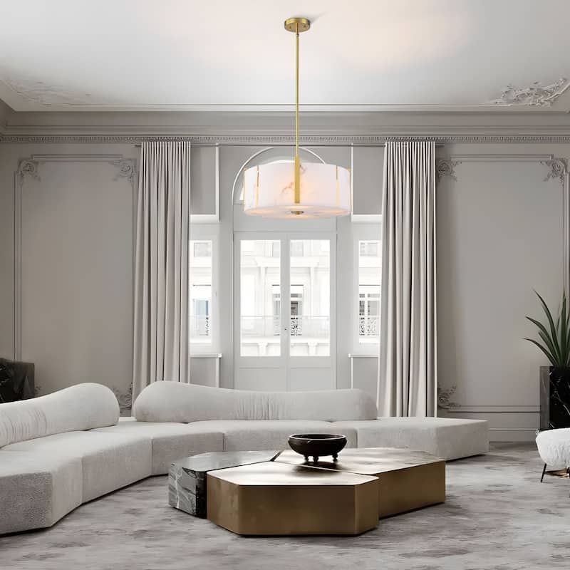 Starsky 4-Light Natural Alabaster Drum Chandelier