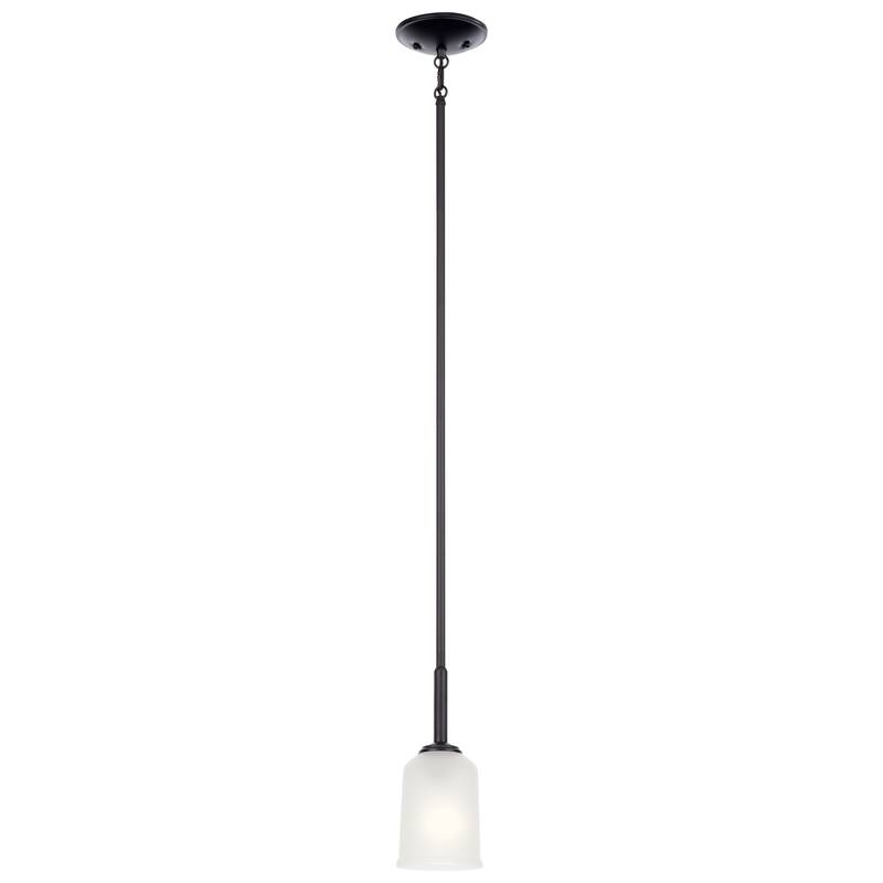 Kichler Lighting Shailene 1-Light Black Transitional Mini Pendant Light with Satin Etched Glass