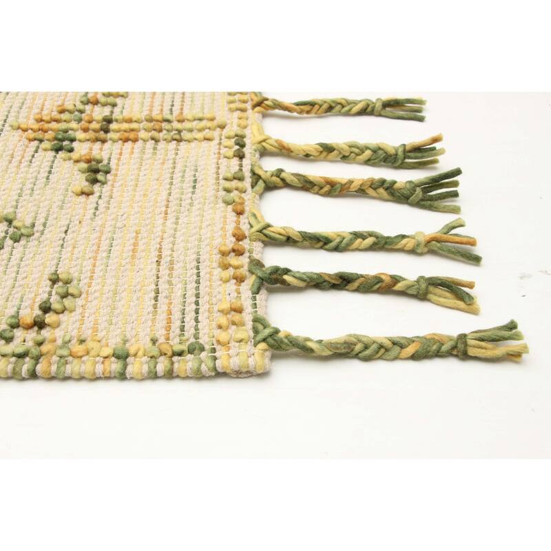 ECARPETGALLERY Braid weave Sienna Beige Wool Rug - 5'0 x 8'2