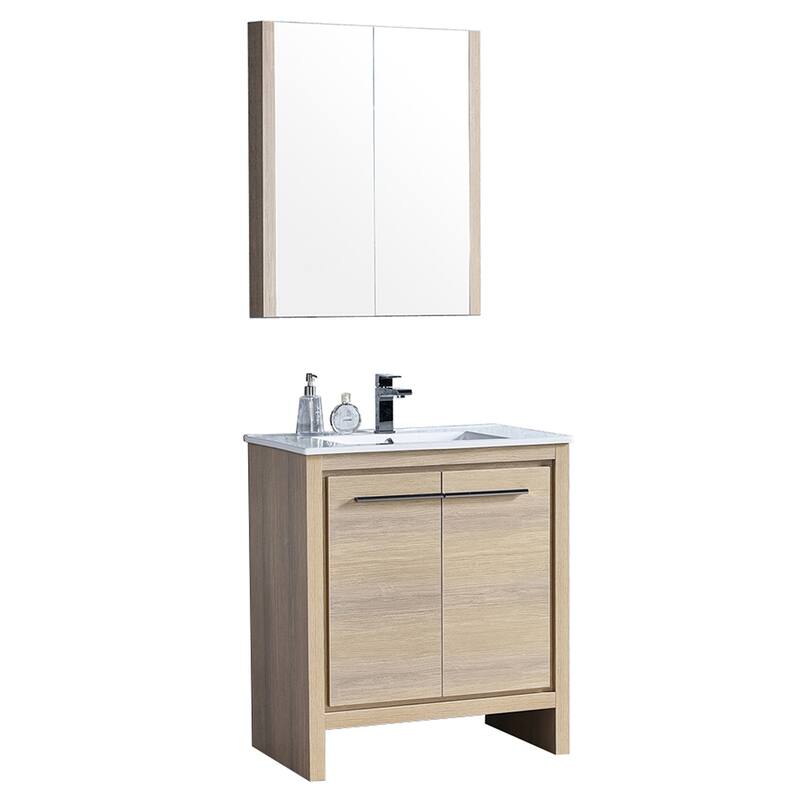 Solid Wood Bathroom Vanity with Mirror Medicine Cabinet