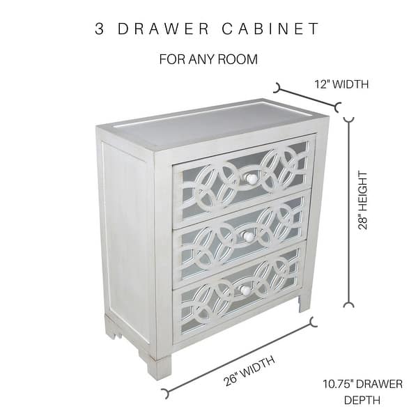 dimension image slide 0 of 2, Silver Orchid Fonda Glam Mirrored Cutout 3-drawer Chest