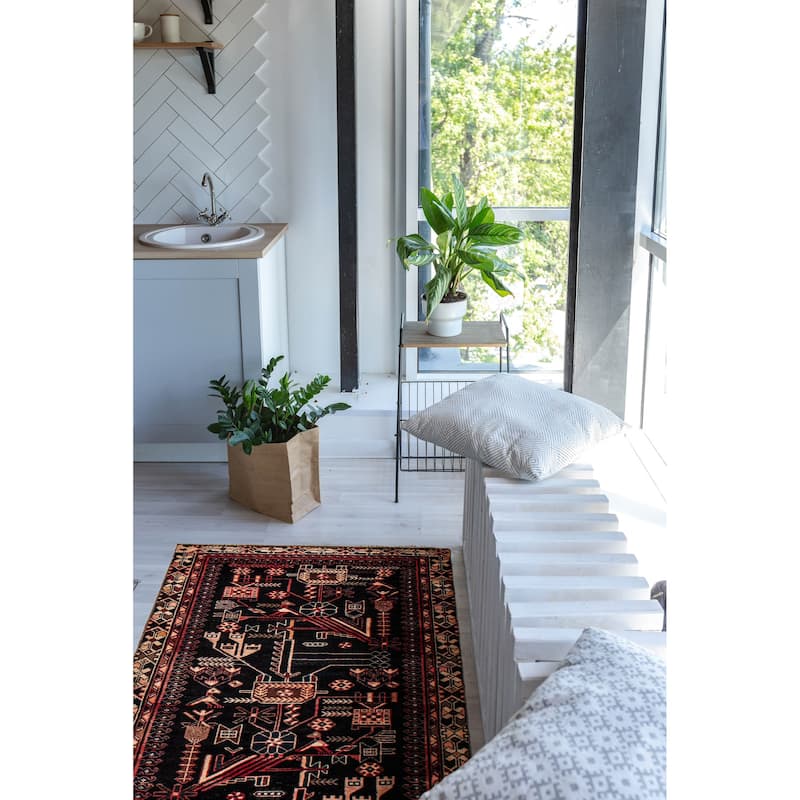 ECARPETGALLERY Hand-knotted Andelz Navy Wool Rug - 3'3 x 9'8