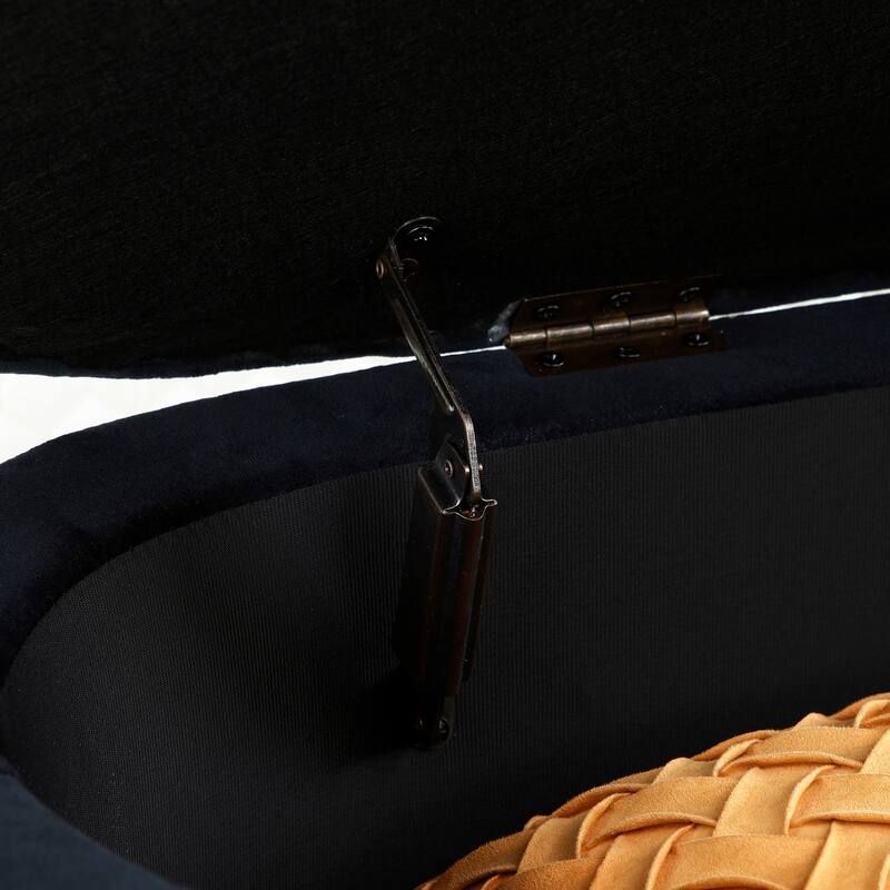 Homy Casa Velvet Storage Bench with Gold Metal Legs, Bedroom Entry