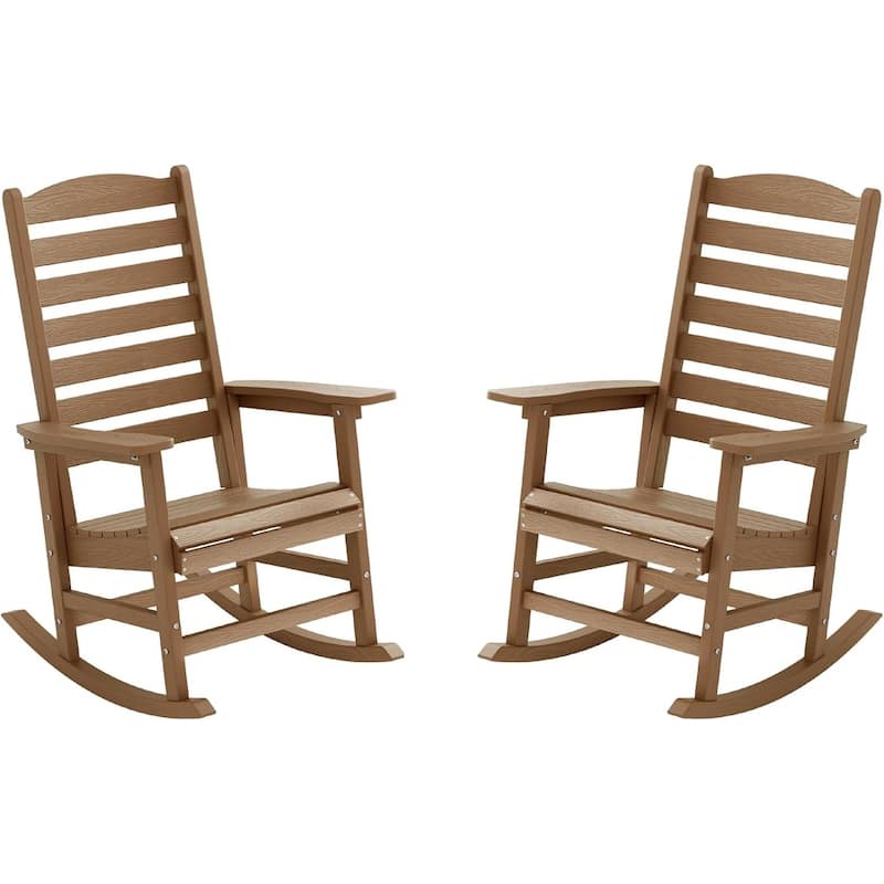 WINSOON All Weather HIPS Outdoor Rocking Chair with Curved Backrest