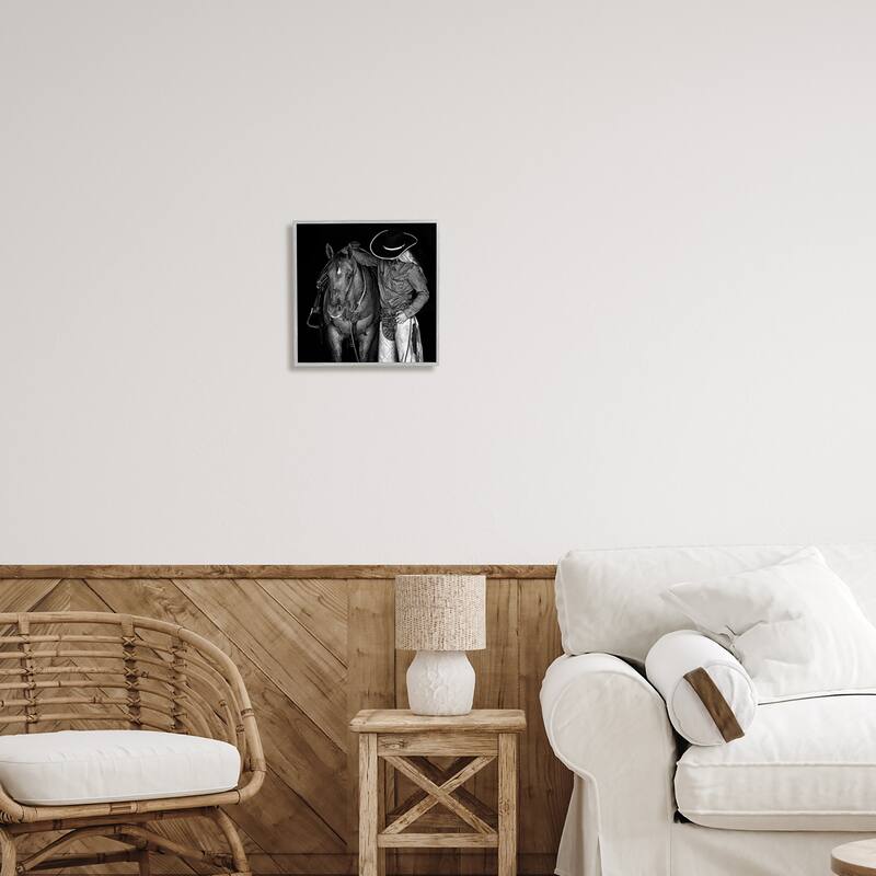 Stupell Dark Horse & Cowboy Framed Giclee Art Design by PBurchettePhoto