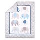 preview thumbnail 2 of 2, The Peanutshell Sleepy Elephant Grey/Blue 3 Piece Baby Crib Bedding Set