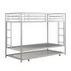 preview thumbnail 6 of 6, Silver Twin Over Twin Metal Bunk Bed with Trundle, Ladders, Easy Assembly