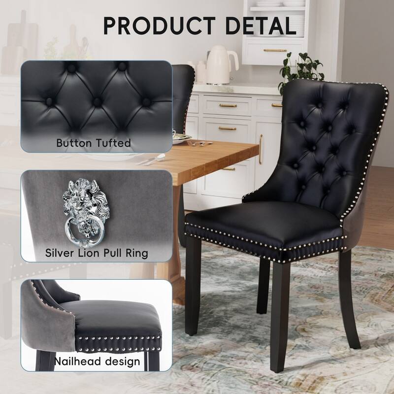 Tufted Naliheads Solid Wood Upholstered Dining Chairs Set of 8