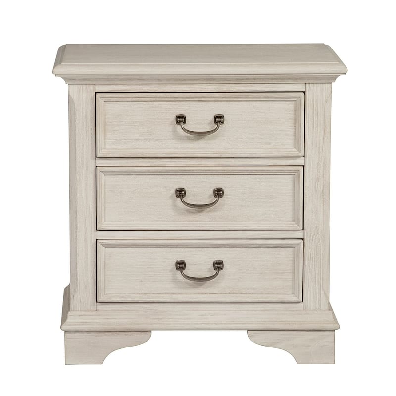 Bayside Antique White with Wire Brushing 3 Drawer Night Stand