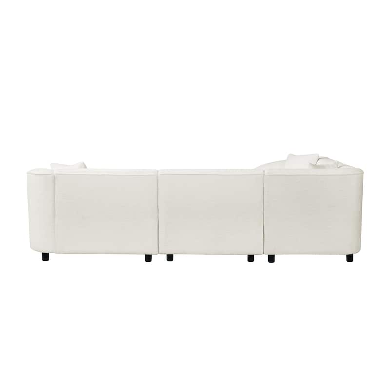 Roomfitters 104" L-Shaped Curved Bouclé Sectional Sofa, 4-Seater Modern Contemporary Couch for Living Room