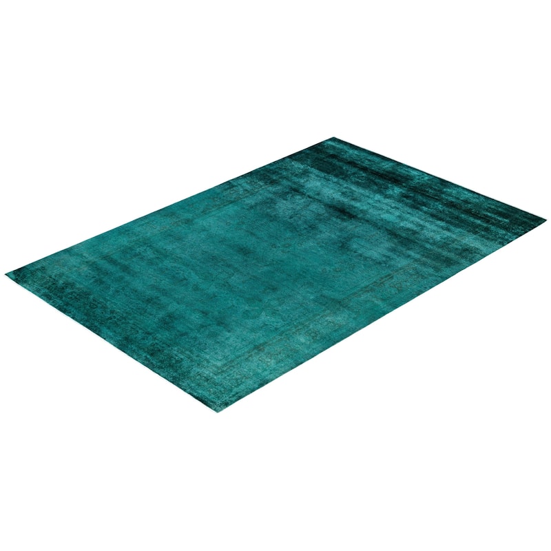 Overdyed One-of-a-Kind Hand-Knotted Area Rug - Green - 6' 1" x 8' 10"